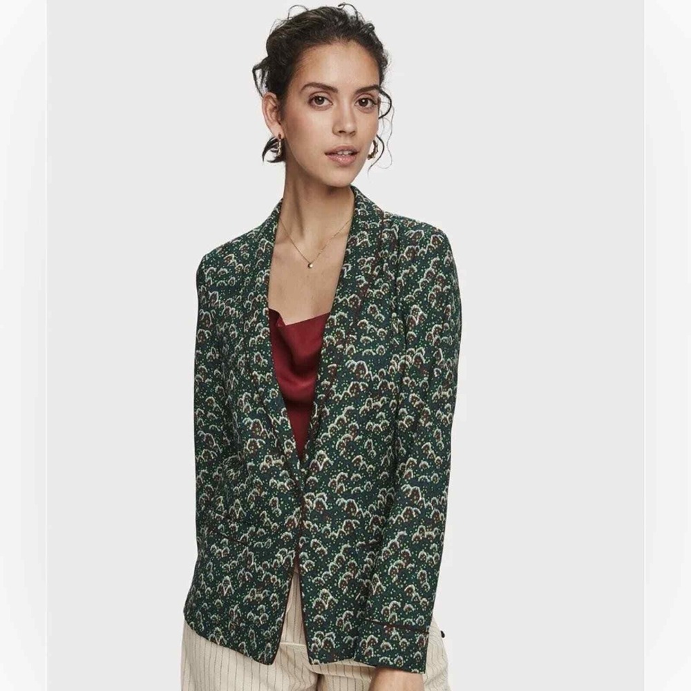 Scotch & Soda Maison Pyjama‎ Blazer Size Large Green Maroon Pockets NWOT